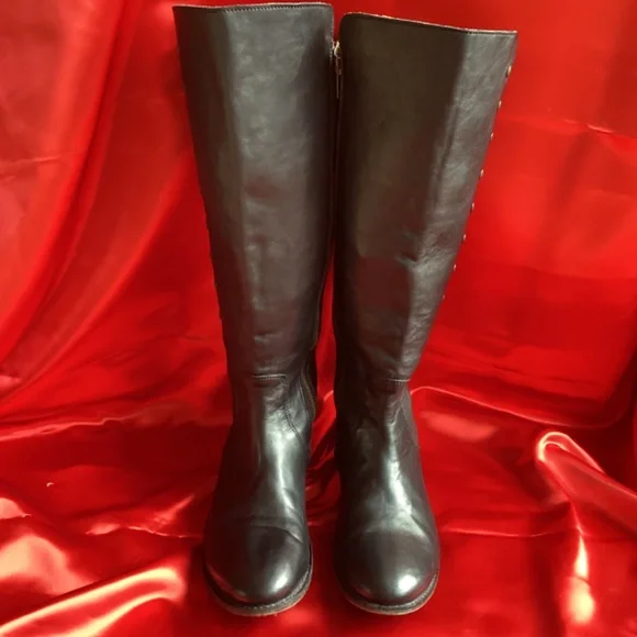 BED STU Black Leather Rivet High Boots - Picture 3 of 11